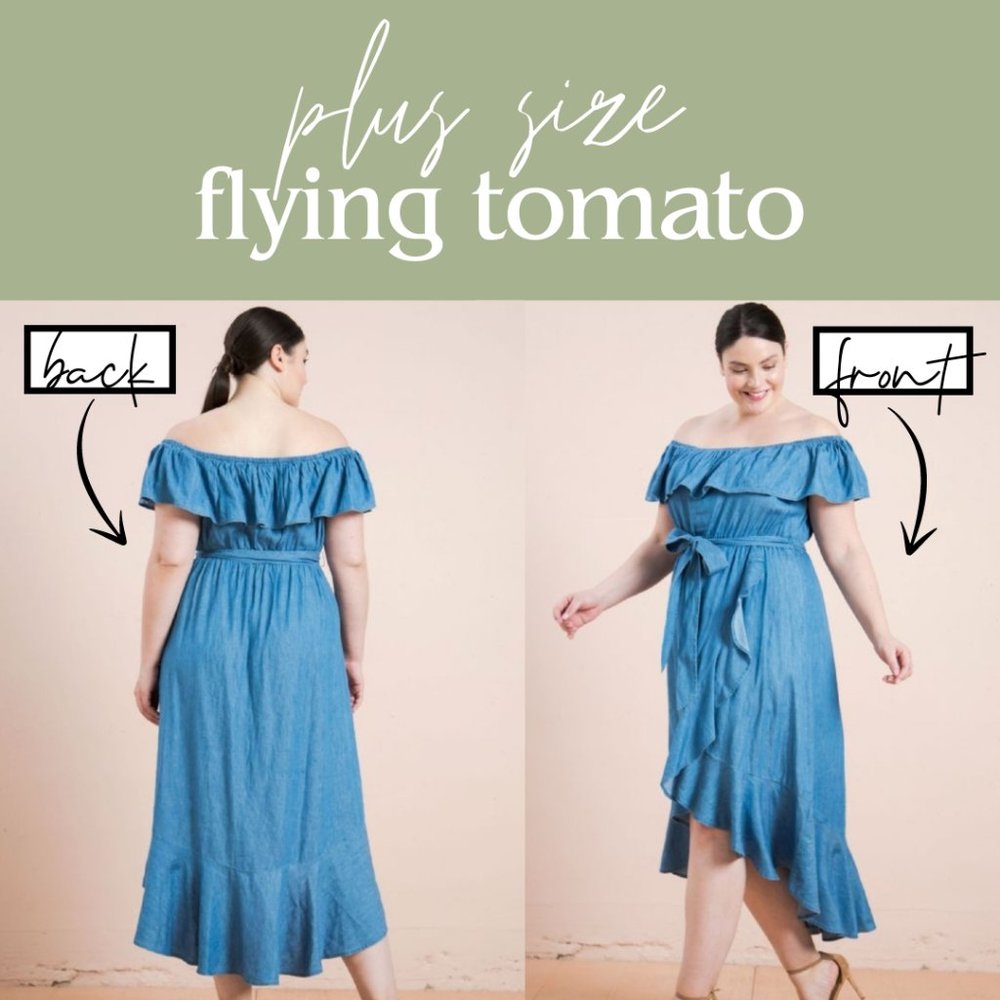 Flying Tomato Hi-Lo Midi Off The Shoulder Denim Dress